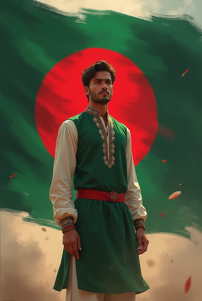 Bangladesh flag with man