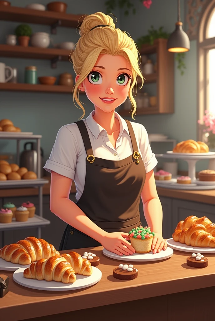 Bakery, Blonde Woman Baking Selling Baked Goods To Customers, Pet Baked Goods, Details, Real, Real
