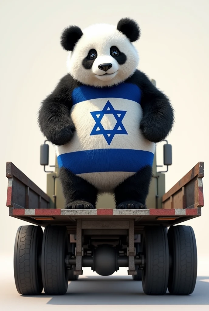 Israel flag on panda on turck