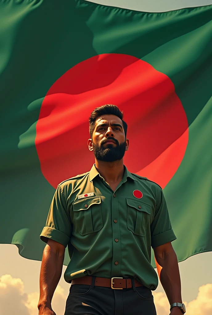 Bangladesh flag with mans