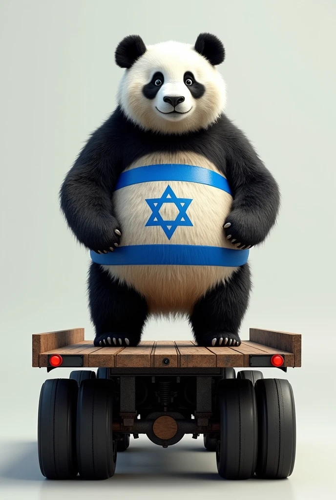 Israel flag on panda on turck
