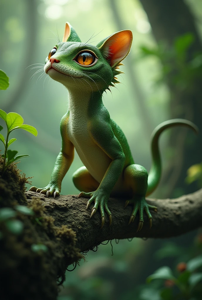 Lizard merges with cat