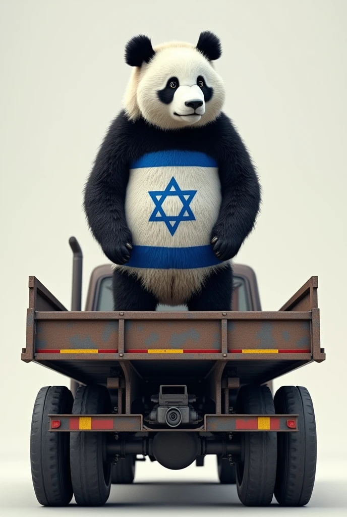 Israel flag on panda on turck