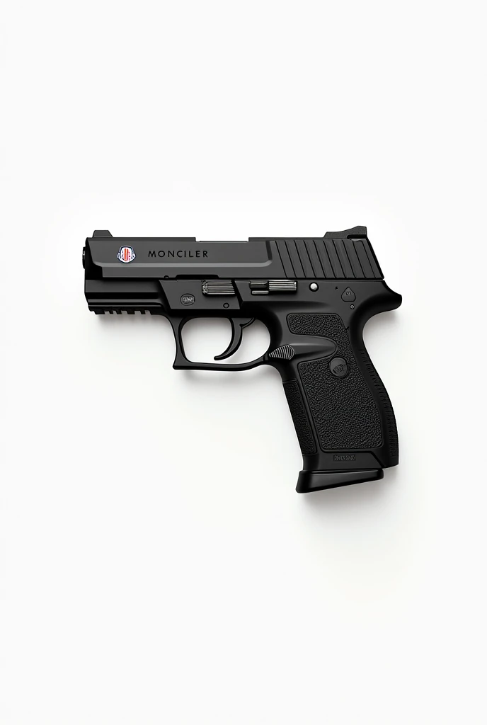 sig sauer p320f with moncler logo and white backgrotnd