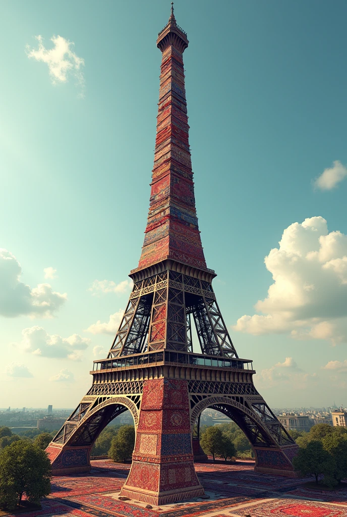 Paris Eiffel Tower filled with rugs