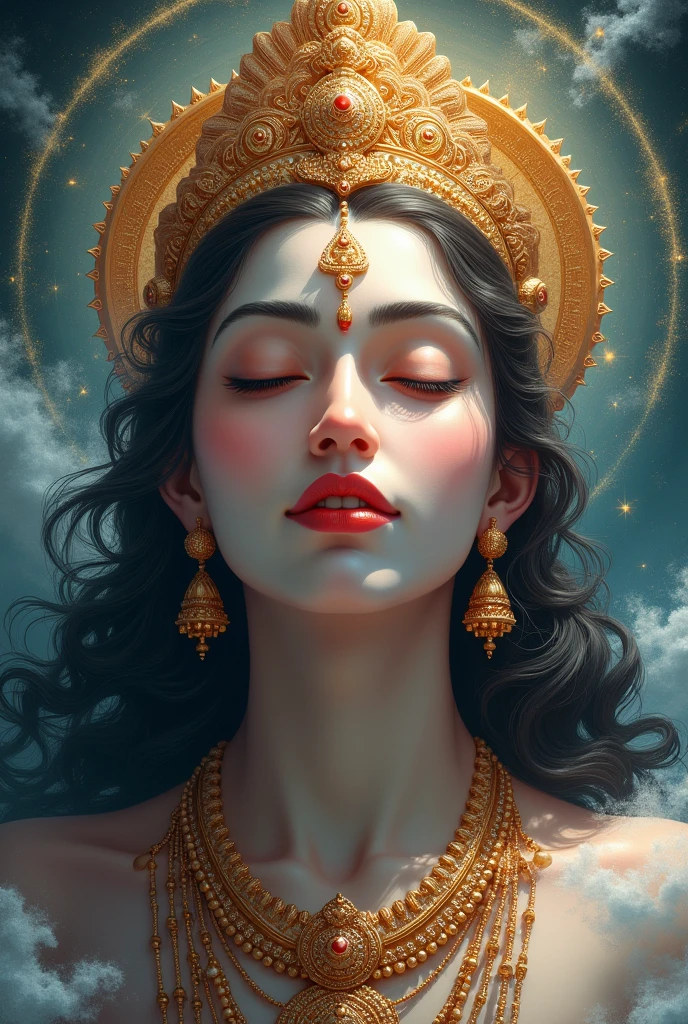 closed Indra eyes and opened