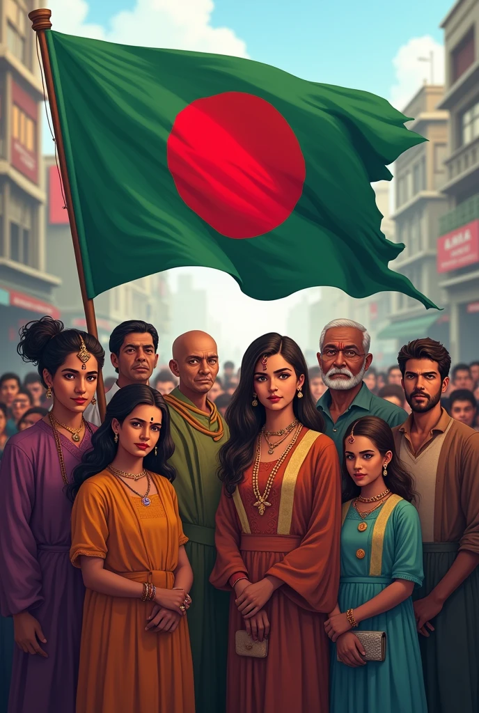 Bangladesh flag with people’s