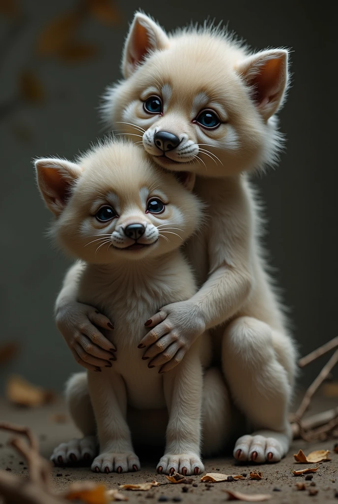 Naked shota furry cub with a naked werewolf