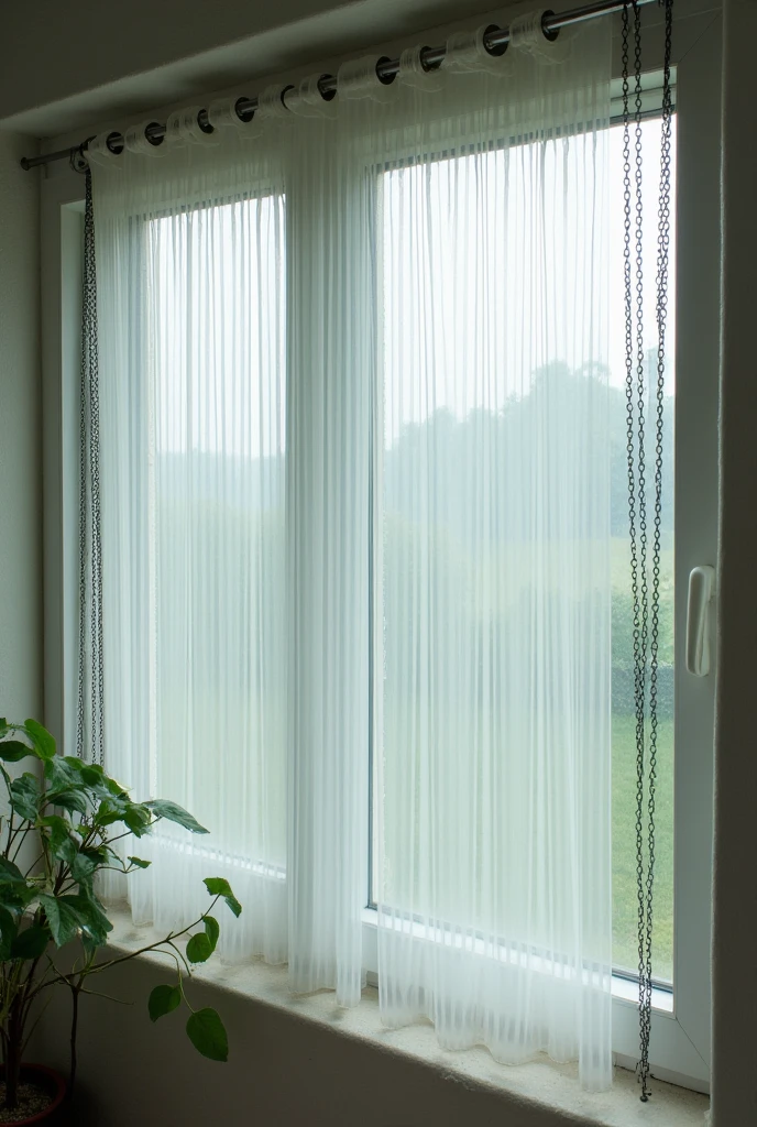 Monsoon blinds image which is used for windows to not come water inside it is used outside its transperent and it go up with a fold and to fold up there is a chain