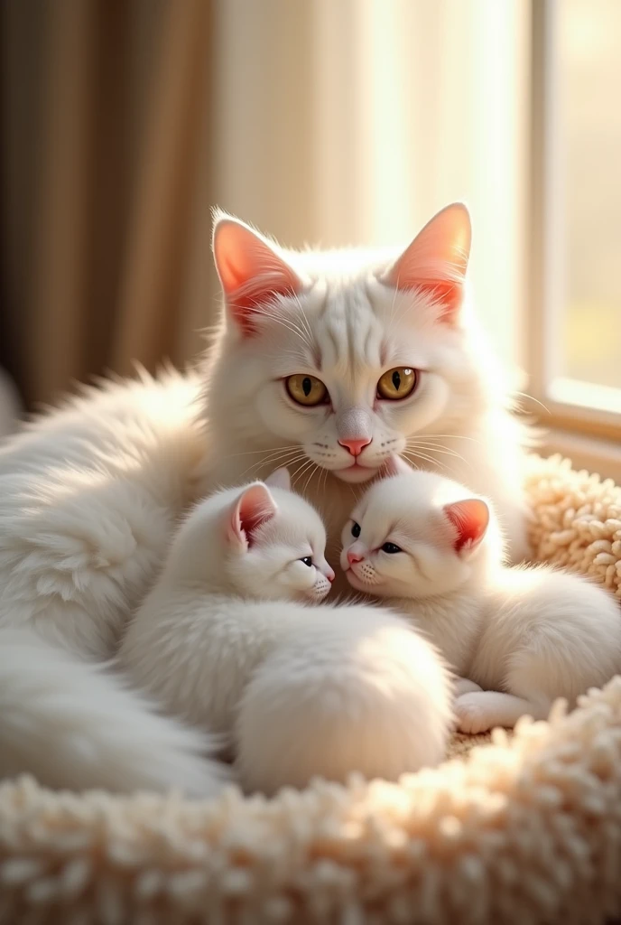 White cat mother

