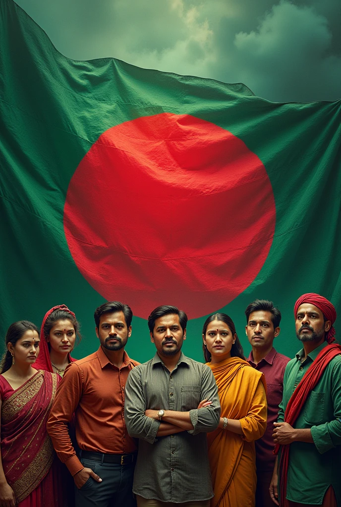 Bangladesh flag with humans 