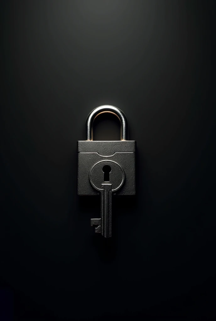 Metal lock and key background black
