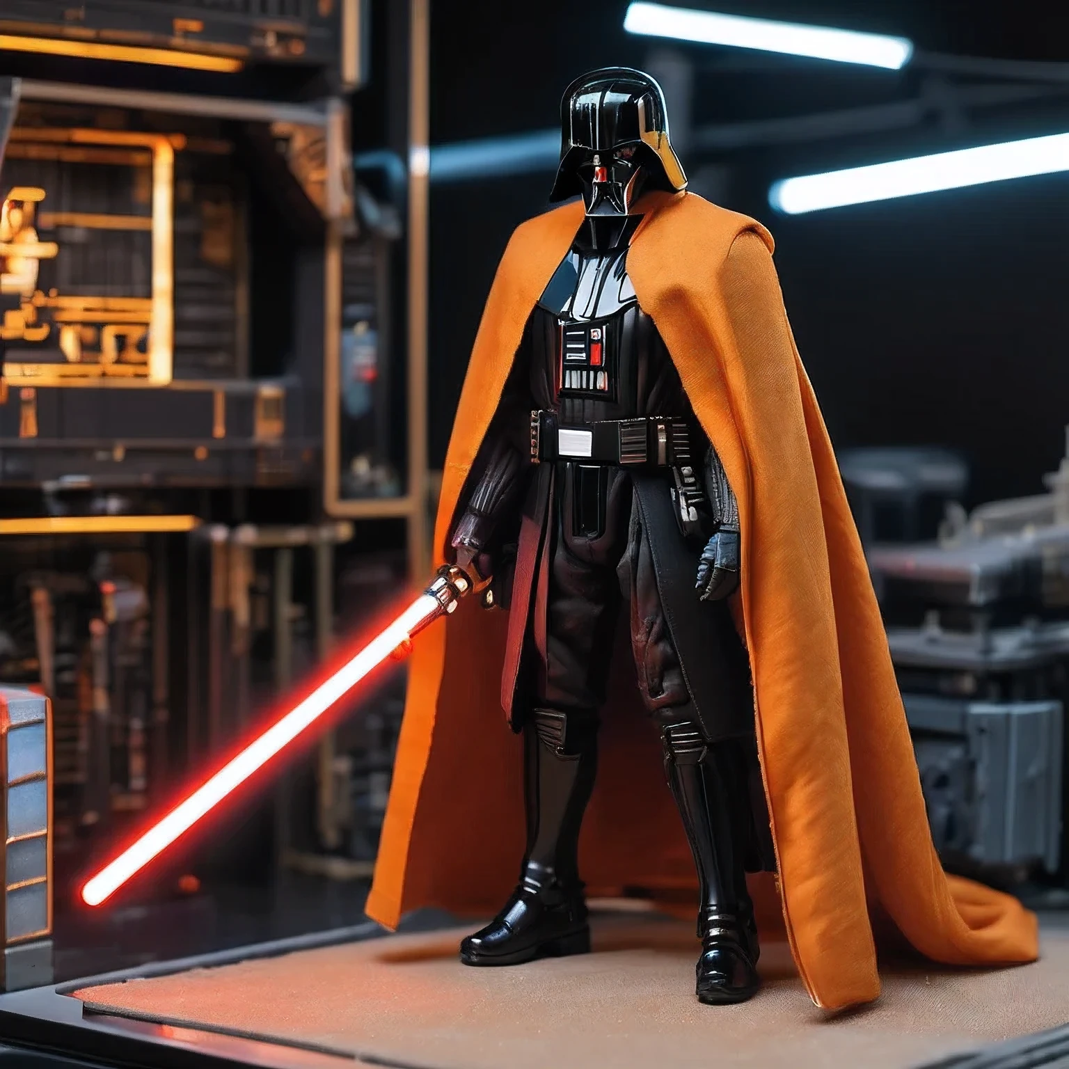Black gold punk mine snow light orange rough linen cloak Biden lightsaber space squat 1:6 Miniature,illustration