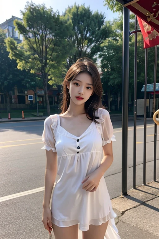 1 Girl,playground,Soft Light,Chinese Beauty,Tight Fit,Silk Nightdress,