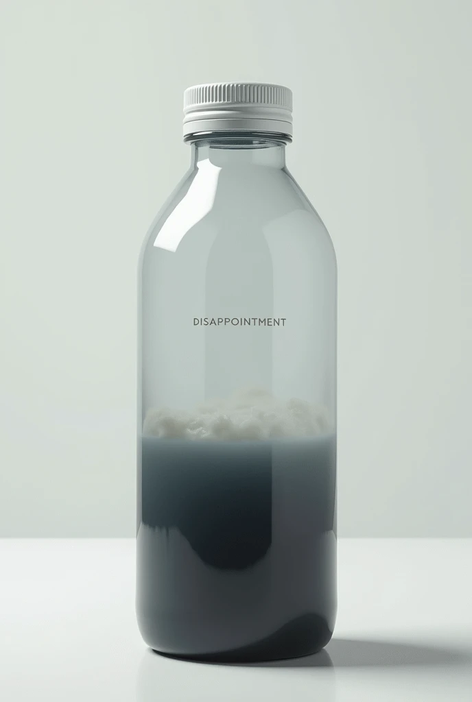 Gather enough frustration to leave, water bottle icon gradually filled with disappointment, clearly labeled the water in the jar as “disappointment”