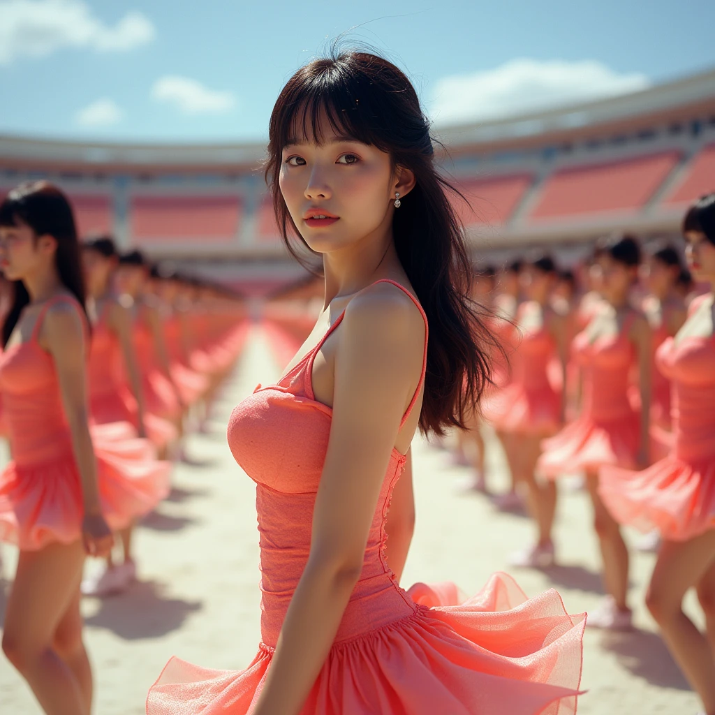 (((((Japanese Clone-girls=Myself))))), (((Super Best masterpiece Clone-girls Raw Photography Art))), (((16K, Highest quality, Ultra-high resolution, RAW Photos))), (((It's so unrealistic., With unparalleled depiction, With an unfathomable sight, An unprecedented and shocking worldview, Clone-girls: In a world of mass reproduction, Ultra-realistic))), (((Japanese Girls, Yokoyama-Yui, 22yo, Small face, Thick black hair, Semi-long hair, Dark Eyes, Mature face, Cute Smile, Smiling face, A gentle gaze, (((Very pleasant look)))))), (((Very beautiful detailed girls, Accurate body structure, Accurate body movements, Very detailed body, (((Super big breasts, Large bulge of ample breasts)))))), (((Idol group stage costumes, Short skirt, hour々I can see your pants, Cleavage Emphasis, Emphasise the fullness of your breasts))), ((((((((Very detailed, Myself cloning, Depiction of splitting oneself, 1Myself girl→1,000,000,000,000,000,000,000,000,000,000Myself cloning girls)))))))), (((((((Myself clone-girlsから, Myself keeps multiplying, (Very detailed and intricate, To the exact, Flawless, (((In the same female body,With the same face, With the same hairstyle, In the same clothes, At the same height, 同じSuper big breastsである))), In a detailed depiction), 1,000,000,000,000,000,000,000,000,000,000 people))))))), (((((Myself girls only))))), (((((1,000,000,000,000,000,000,000,000,000,000Myself girls))))), (((((Very detailed depiction, A singing and dancing Myself idol group, On a large outdoor stage, A splendid dance performance, Over 100 people, Gaze into the audience, Fun and powerful singing, Dance with unified group movements))))), (((Very detailed, The auditorium is packed, The whole audience is Myself's crowd, Dressed differently from idol groups))), (((((The camera focuses on idol groups., Clear and accurate perspective depiction, Ultra-wide field of view, Focus on the average value of the image))))), The best dance performance ever, Myself and the others were going crazy and the atmosphere was at its peak.