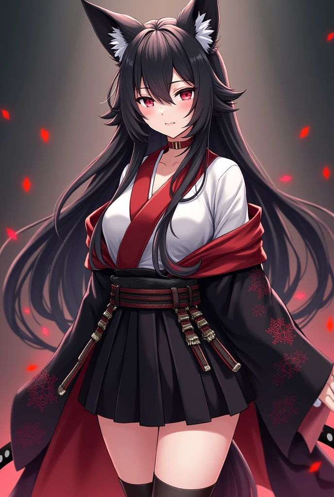 ff14 Miqote girl samurai anime style 1 black、white、Red-based
Anatomically correct
Wolf cut
Slight exposure
Westernized kimono
Off-shoulder
Knee-high socks
Miniskirt
ソロ, High resolution, chest,