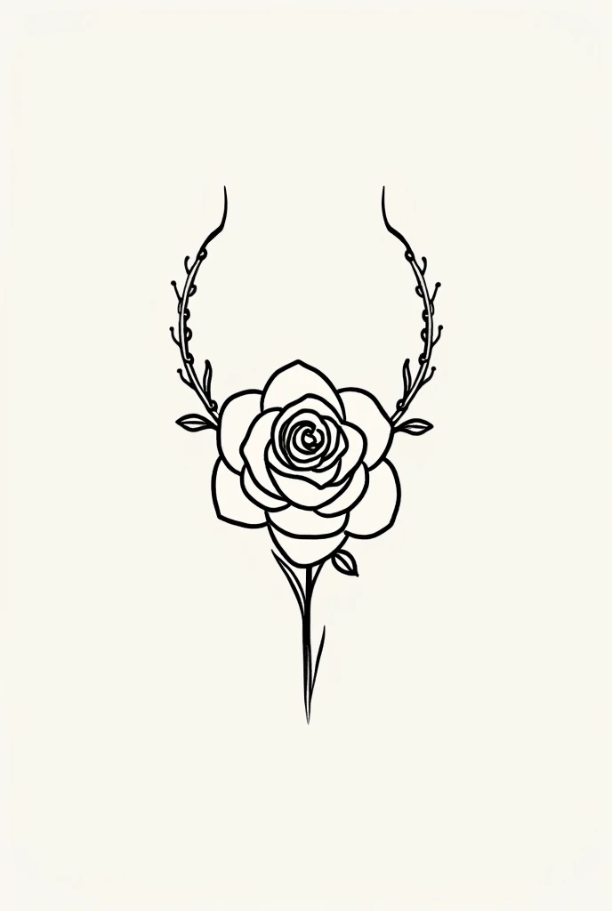 Rose flower neck design. vector. white and black Will be inline art