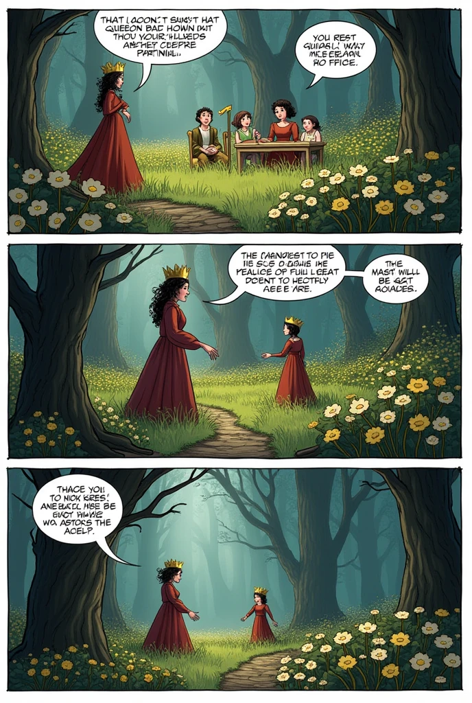 

*Panel 4*

[Scene: Sophia's evil plan, whispering to Myra]
👸 Sophia: Let's get rid of Claire! 🤷‍♀️
👧 Myra: But mother...

*Panel 5*

[Scene: Dandelion fields, Sophia takes Claire on a picnic]
🌼 Sophia: Go deeper into the forest, Claire! 🏞️
👧 Claire: _thought bubble_ Something's not right...

*Panel 6*

[Scene: Forest, Claire meets Marcus]
🏠 Marcus: Lost, young lady? 🤔
👧 Claire: Yes... please help me!

*Panel 7*

[Scene: Marcus' cottage, Claire and Marcus become friends]
👫 Marcus and wife: We'll help you get home, Claire!
🚫 Border guards: _arrest Marcus_

*Panel 8*

[Scene: Castle, Claire returns home]
🏃‍♀️ Claire: _runs to King Harry_
🤴 King Harry: Thank goodness you're back!

*Panel 9*

[Scene: Castle, Marcus is released and honored]
🤝 King Harry: Thank you, Marcus!
🎁 Gifts and respect

*Panel 10*

[Scene: Both kingdoms, friendship and joint development]
🤝 Kingdoms: _shake hands_
🌈 Peace and prosperity!

Note: This is a simplified comic strip version, and some details are omitted for brevity.Here is a comic strip version of the story:

*Panel 1*

[Scene: Fisher Kingdom, a small village with a castle in the background]
👧 Claire: _cry_ ( newborn baby)
👫 Villagers: 🎉 Happy birthday, Claire!

*Panel 2*

[Scene: Claire as a 5-year-old, playing in the fields]
🔮 Claire: _thought bubble_ I can hear people's thoughts!
🤔 Ron (Claire's father): What's going on with my daughter?

*Panel 3*

[Scene: King Harry'