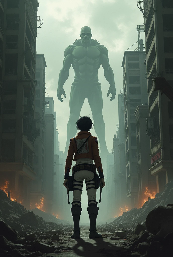 Make a dystopia image based on shingeki no kyojin 