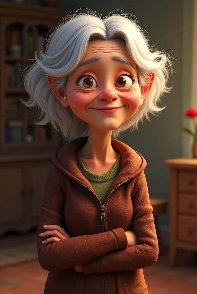 create a disney pixar character of a old woman