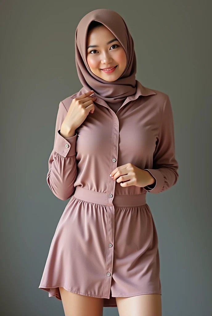Malaysian Muslim women,scarf,Short skirt,photograph,reality,beauty,Looking at the camera,front,Sexy,Cleavage,whole body,Upper and lower body,Ultra HD image,Positive sister,Unbutton,,No buttons,Bigger breasts,Cute face,nice,See the chest,Good shape,underwear,See the bottom of the skirt