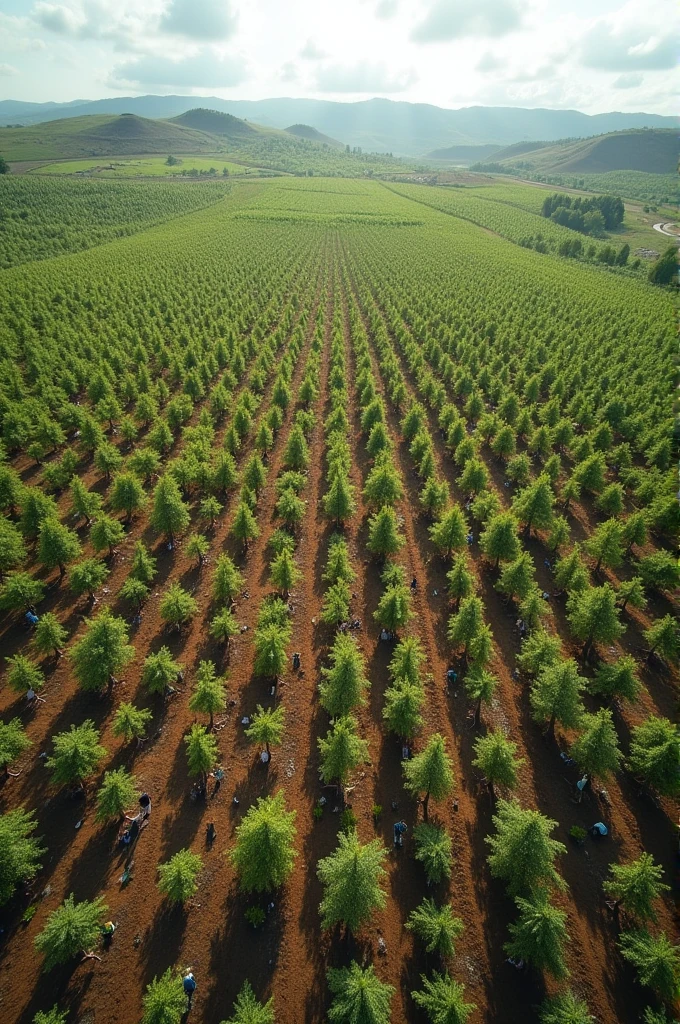 Please generate me planted of Over 38 million trees planted on 20,000 hectares of land in a single day on May 17, 2016.