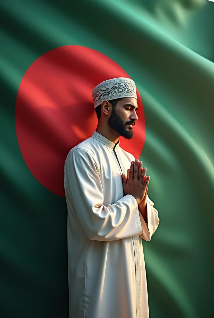 Bangladesh flag with muslim man