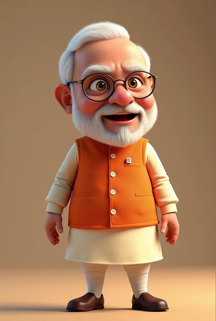 Create a 3D disney pixar character of Narendra Modi