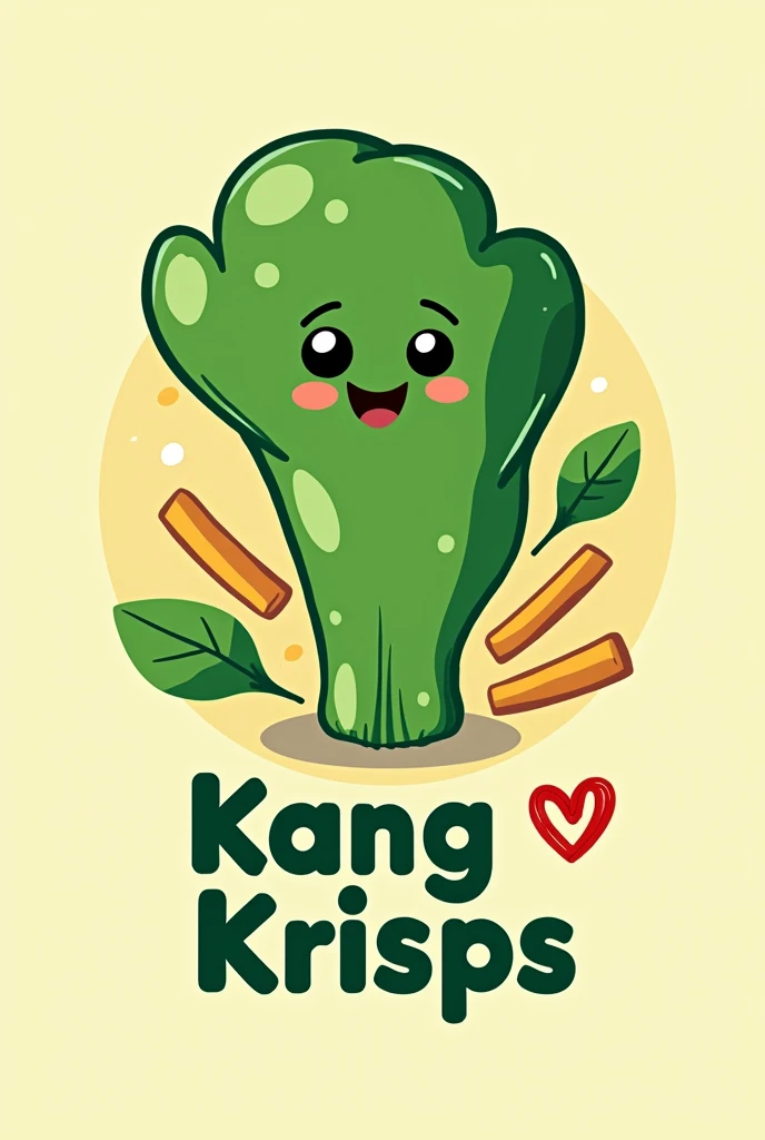 Create a logo for fries made with spinach stem anf name it kang krisps make it creative and cute add krisps