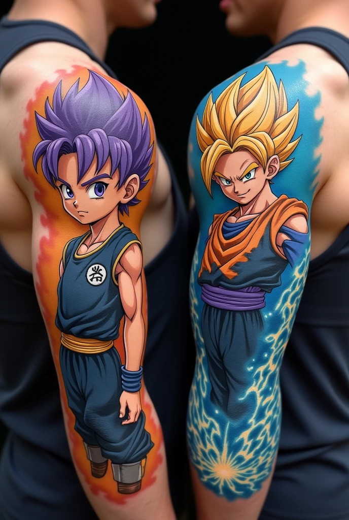 tattoo for a normal trunks arm and a full body super saiyan