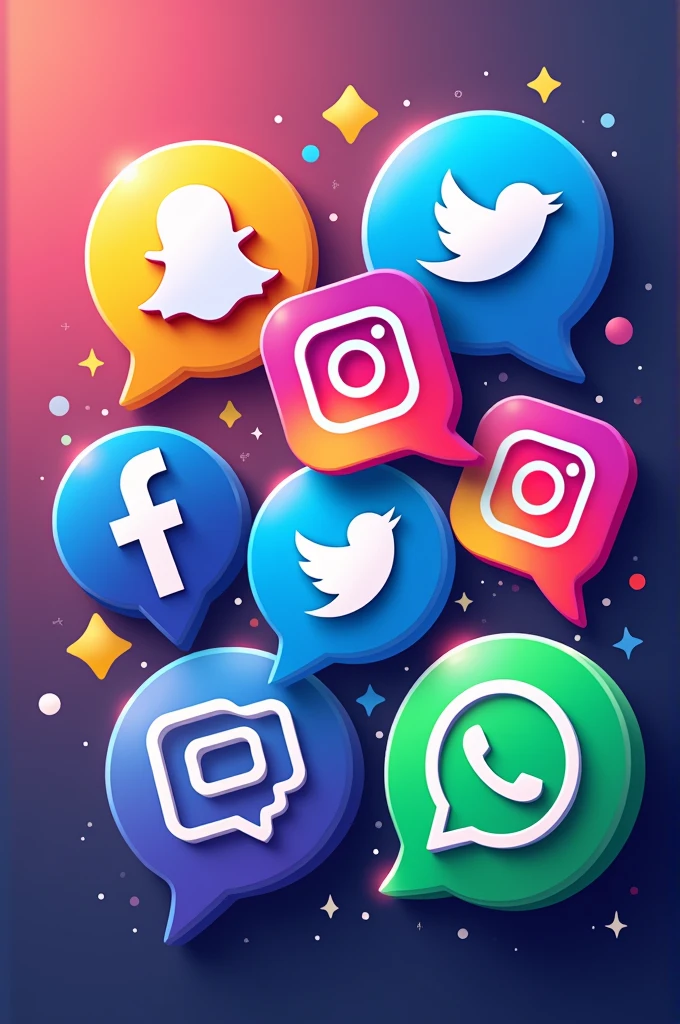 Generate a poster which includes all famous app icons such as instagram, snapchat, facebook, twitter, telegram, whatsapp