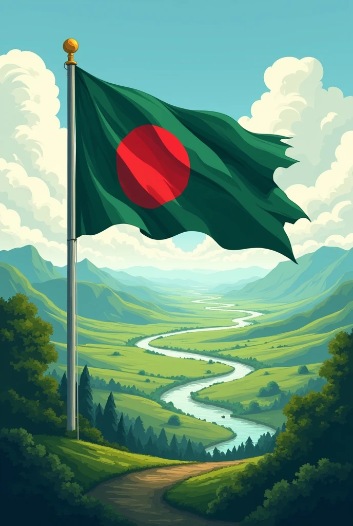 Bangladesh flag with population 