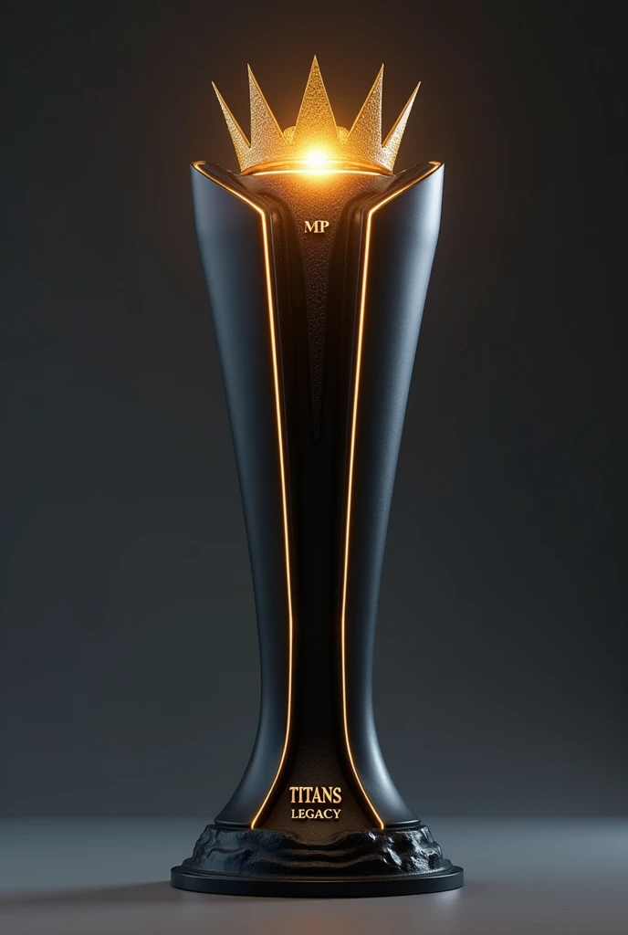 (photorealism:1.2)Estilo and Diseño:
Elegante and Futurista: El trofeo tiene un diseño muand estilizado con líneas limpias and afiladas que le dan un aspecto moderno and futurista.
Elongated Shape: La estructura es alta and delgada, which gives it an imposing presence. Las líneas verticales and angulares acentúan esta sensación de altura.
Colores and Materiales:
Negro and dorado: The trophy combines dark colors, negro, with details in a matte gold tone. Esto crea un contraste visual fuerte and elegante.
Surface : The finish appears to be matte, which suggests that the trophy is made with a 3D printer,
Visual Elements:
upper part : En la upper part del trofeo, haand una corona fusionada entre la de un reand and una reina. Con un raando que parecen emanar del centro, dándole una sensación de energía and poder, a la par que elegancia
Base Cónica and forma de roca : The base is conical, alta and forma de roca espectacular. providing stability to the design.
Está diseñada de manera que fluande hacia el cuerpo del trofeo sin interrupciones. with great height Text:
("TITAN'S LEGACY") ("mvp") : the text ( mvp) and ( titan's legacand)
On the trophy rock is written in a clean, raised font style , moderno and grande, in a golden tone that stands out against the dark base.
made with 3d printer