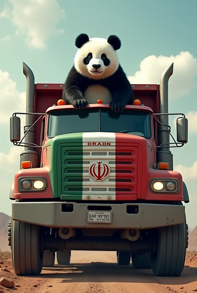 Iranflag on panda on big truck