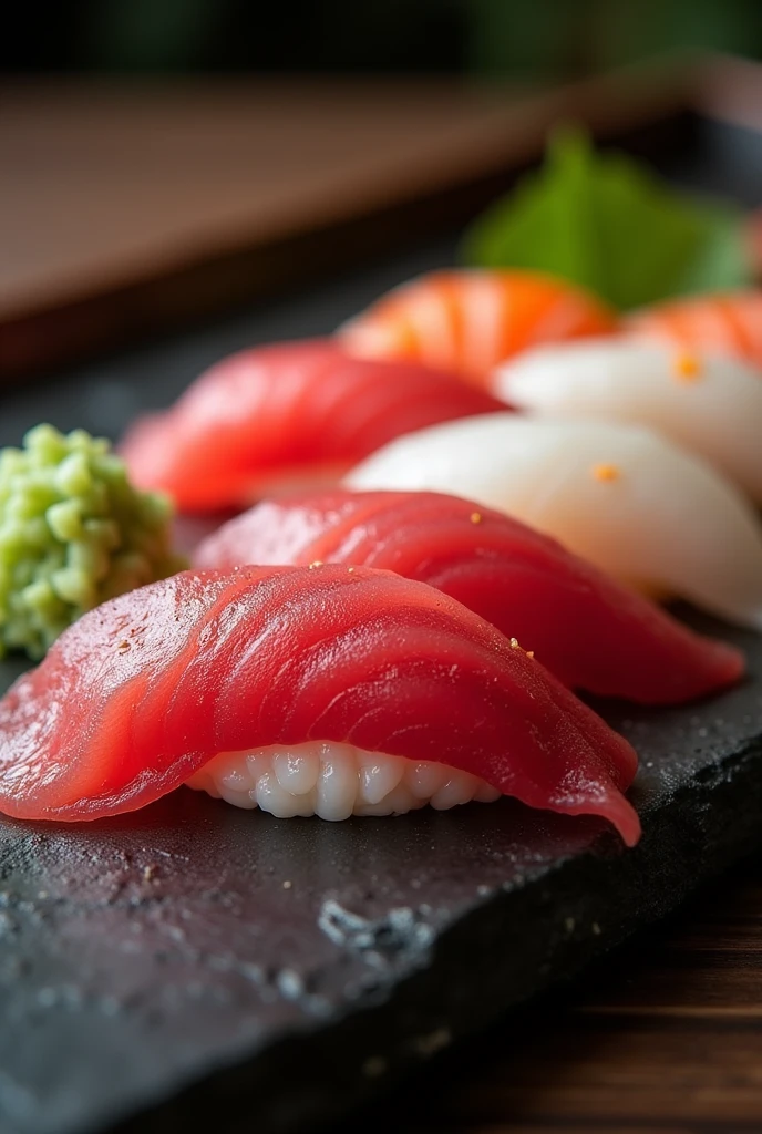Tuna and white fish、
Delicious looking images from a high-end Japanese sushi restaurant