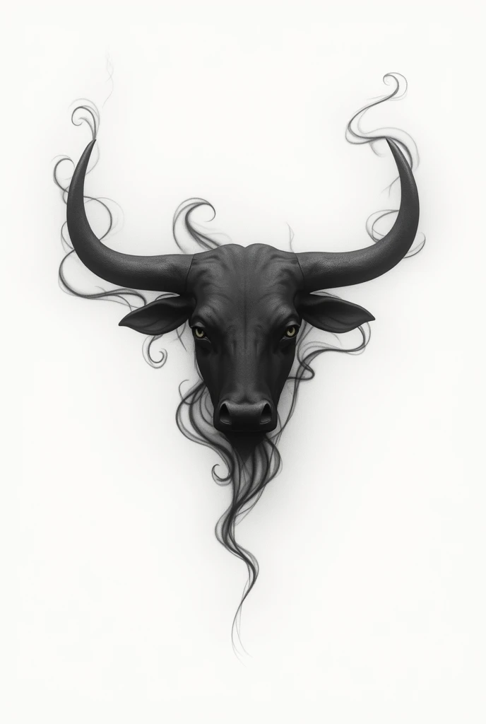 Smoke tattoo in minimalist bull shape