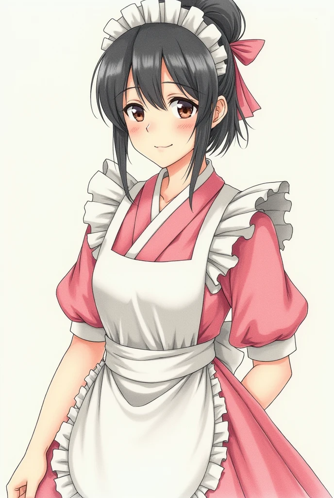 Japanese women, Maid clothes, Colored pencil drawing
