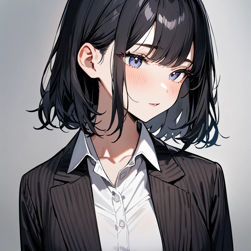 1girl,Solo,blackhair,masterpiece,Shiny hair,collared_shirt
