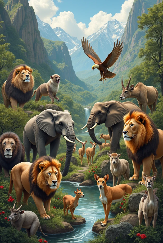 All wildlife animals together 