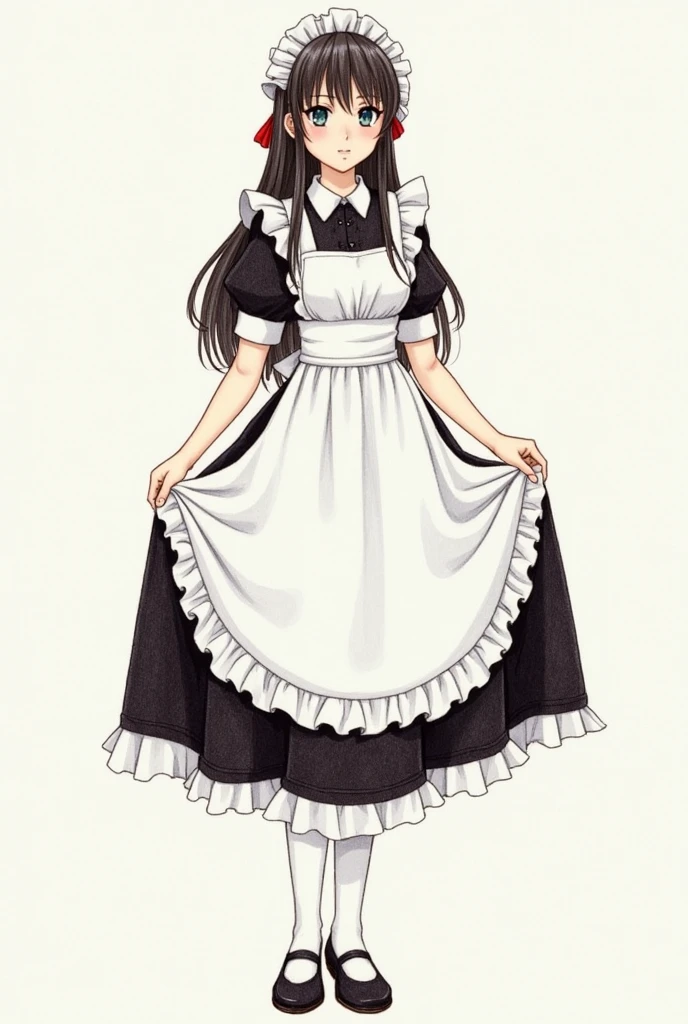 Japanese women, Maid clothes, Colored pencil drawing, Real