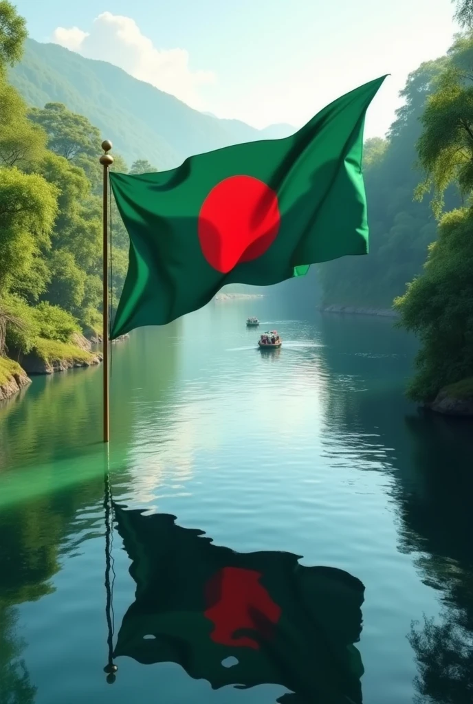 Bangladesh flag with river