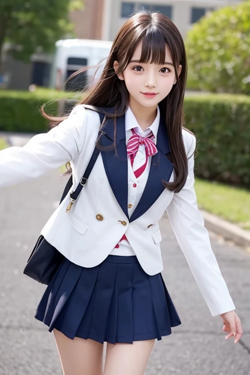 cute、high school girl、Idol、uniform、blazer、mini skirt、See-through、Fluttering in the wind