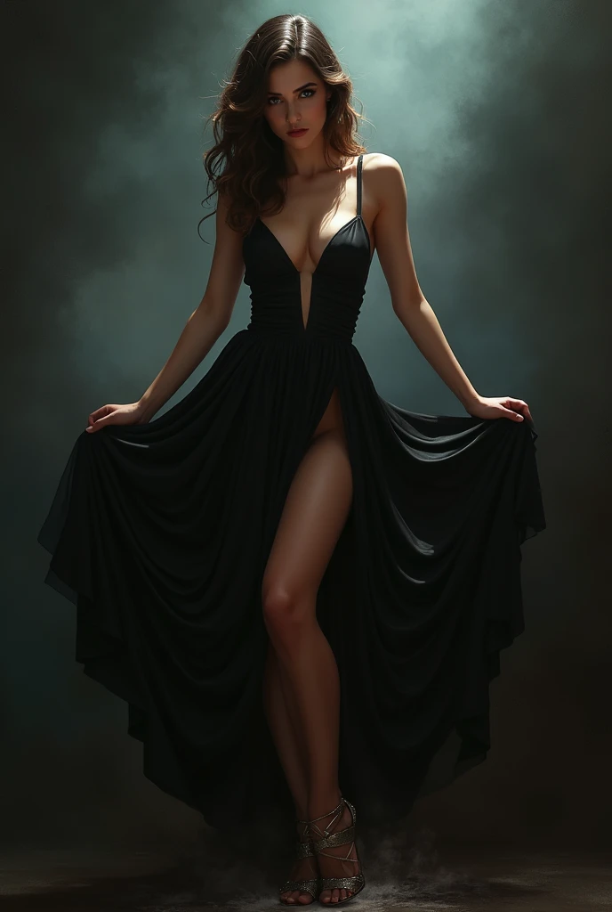 Female Love，High heel，Black Silk，Double