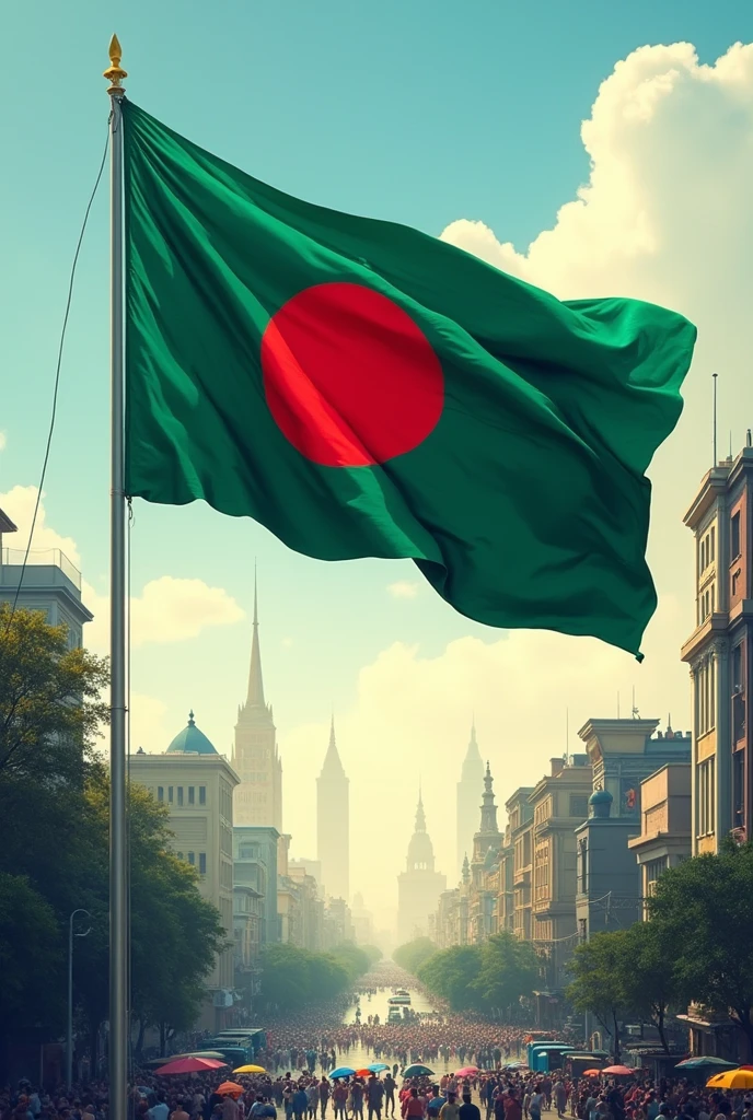 Bangladesh flag with dhaka