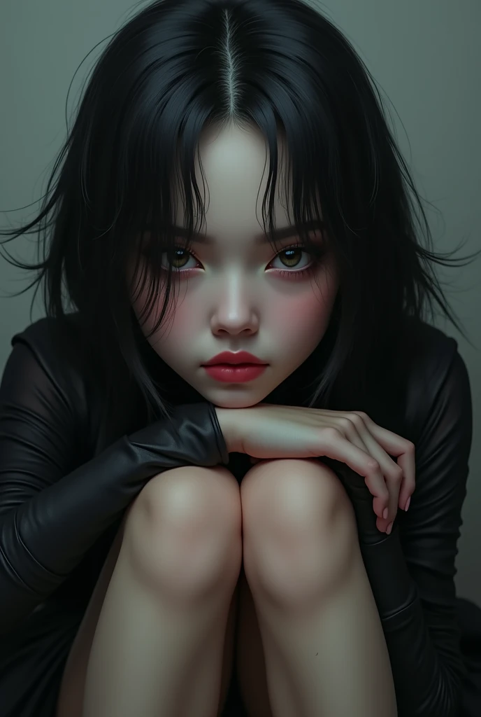 M-shaped legs black beauty girl