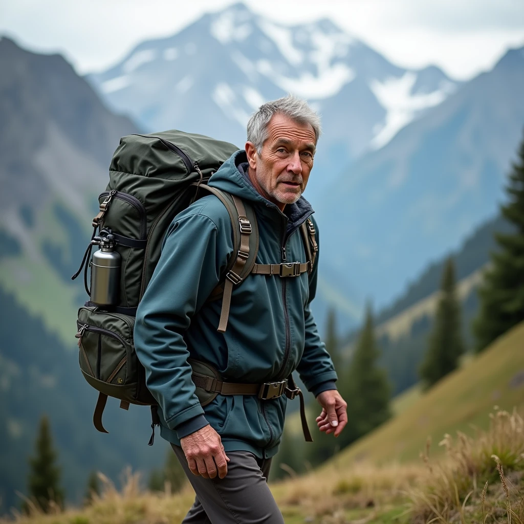 A man carrying oxygen concentrator machine(size:small)  in a backpack
