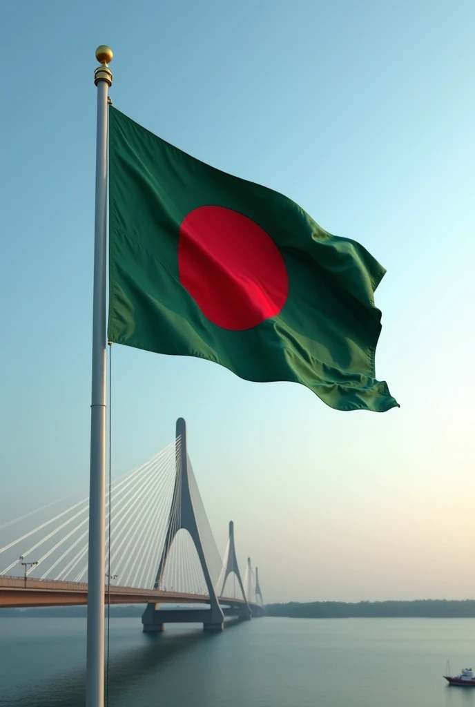 Bangladesh flag with padma bridge