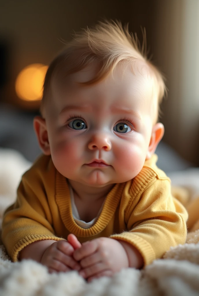 there is a baby wearing a yellow hat and laying on a bed, beautiful cute, cute beautiful, cute adorable, wearing a cute hat, cute boy, cute and adorable, cute , closeup of an adorable, cute girl, adorable, with cute doting eyes, with yellow cloths, innocent look, cutest, sweet and innocent, cute and lovely