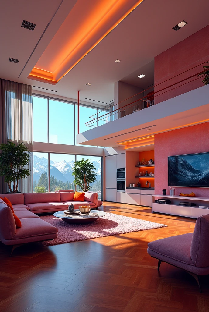 Interior of a luxury house with all the details of 1980s technology